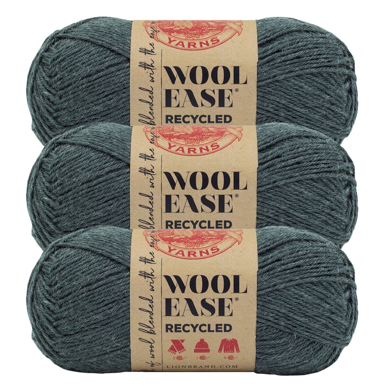 3 Pack Lion Brand® Wool-Ease® Recycled Solid Yarn